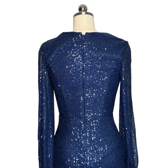 Mac Duggal 42018 Navy Sequin Cocktail Dress Size 8 NWT $358 - Picture 5 of 12